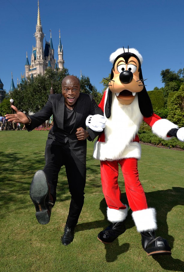 Superstar Seal meets Santa Goofy at the Magic Kingdom