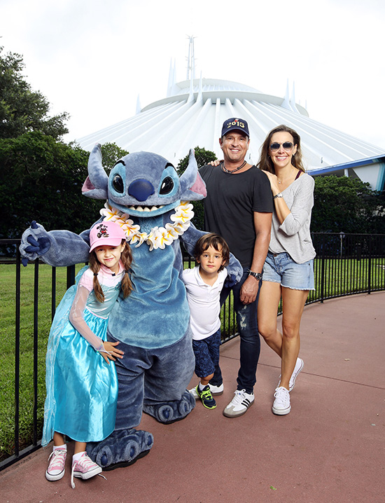 Colombian singer Carlos Vives with Stitch after riding Space Mountain at the Magic Kingdom