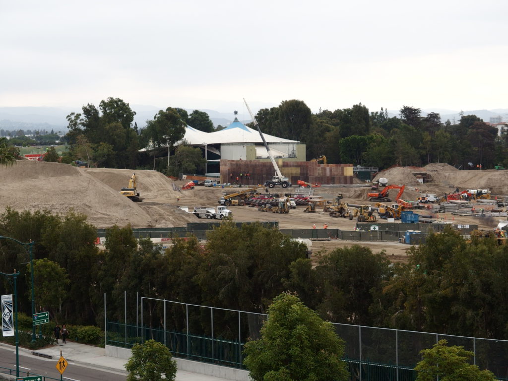Work continues on the wall structure near the Fantasyland Theater