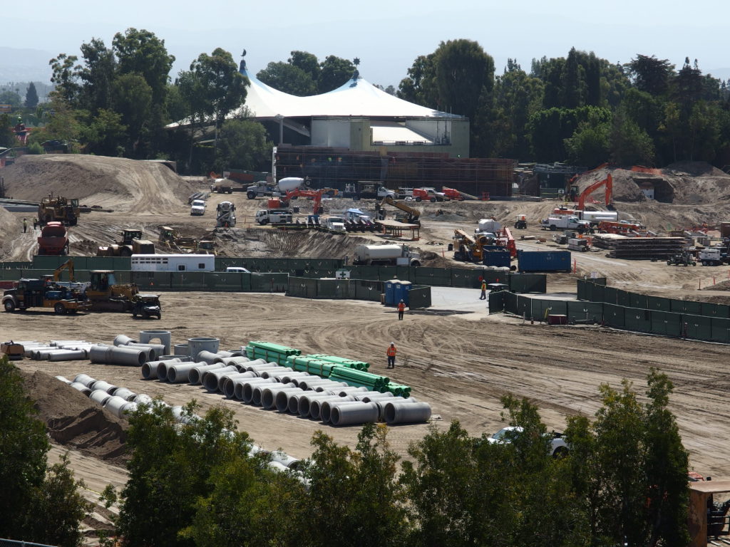 The wall next to the Fantasyland Theater is being fitted with rebar in preparation for concrete work
