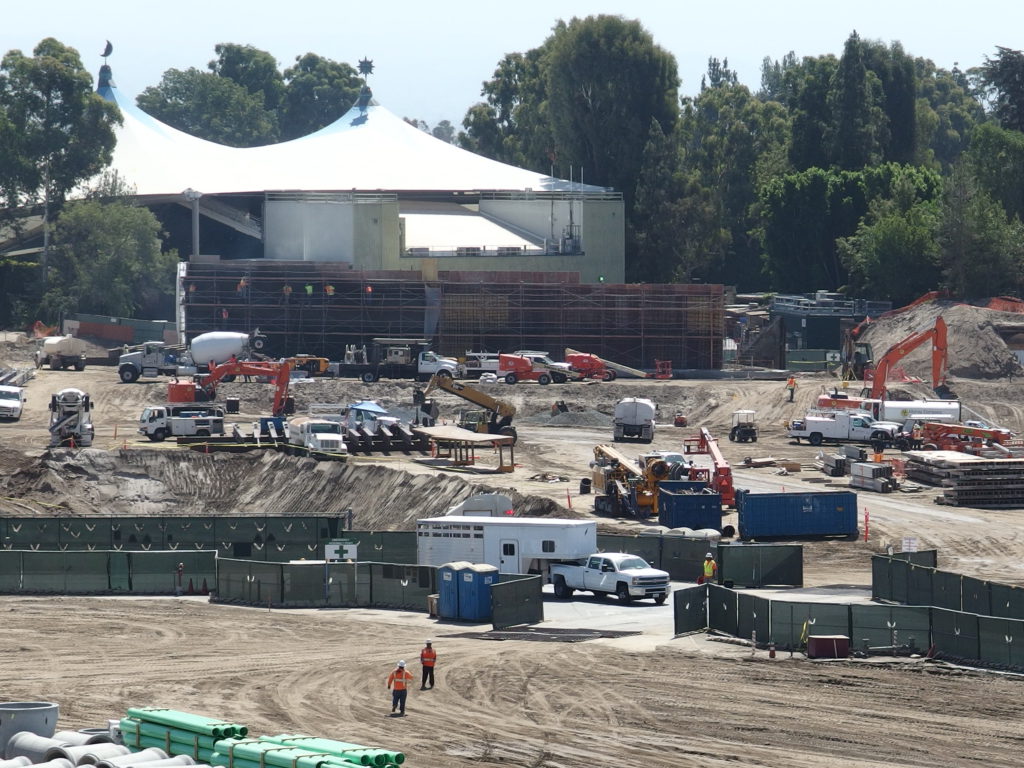 Backstage access still passes through the site; this is a horse trailer headed toward Main Street