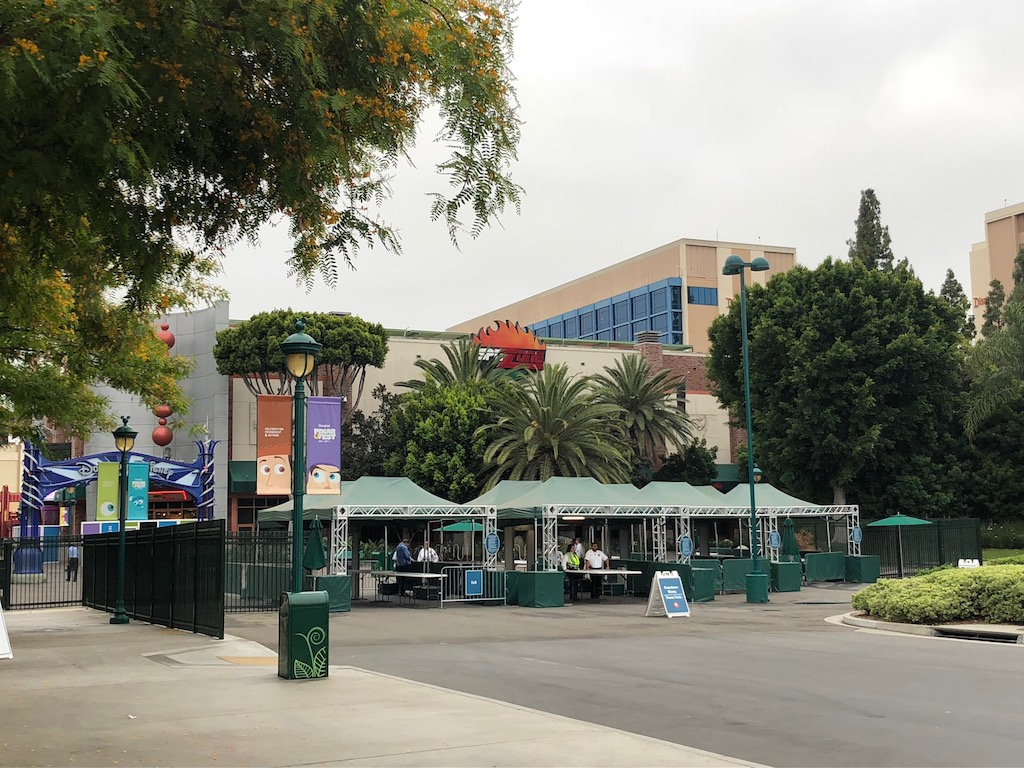 The existing security gate for the Downtown Disney parking lot