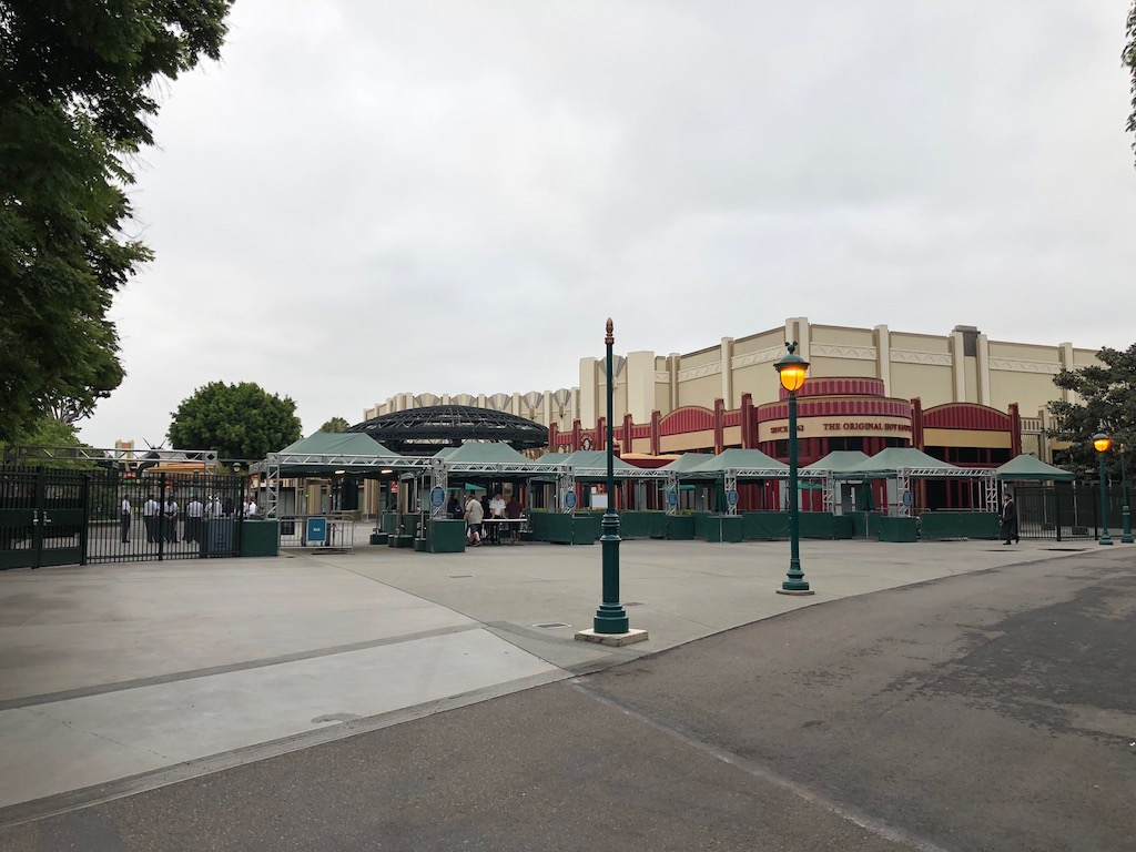 Hotel security gate at the west end of Downtown Disney Anaheim