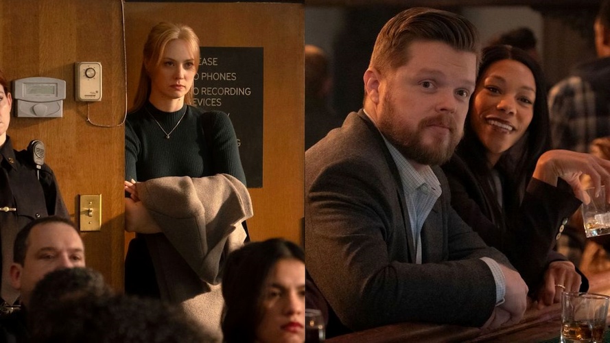 Deborah Ann Woll as Karen Page / Elden Henson as Foggy Nelson and Nikki M. James as ADA Kirsten Mcduffie
<p>Images via EW.com / Photo Credit: GIOVANNI RUFINO/MARVEL