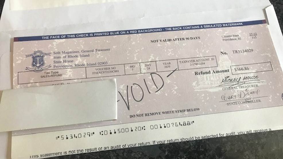 Rhode Island Mistakenly Issues Tax Refund Checks With Signatures Of 